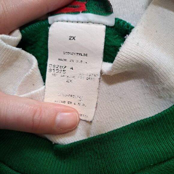 VTG Christmas Snow Tree Sweatshirt Cardinal Puffy Granny Womens 2X USA READ - Picture 3 of 8